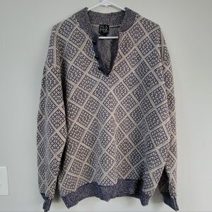 Jos. A. Bank Lambswool Henley Sweater Men's Size L Grandpa Fisherman Cabincore